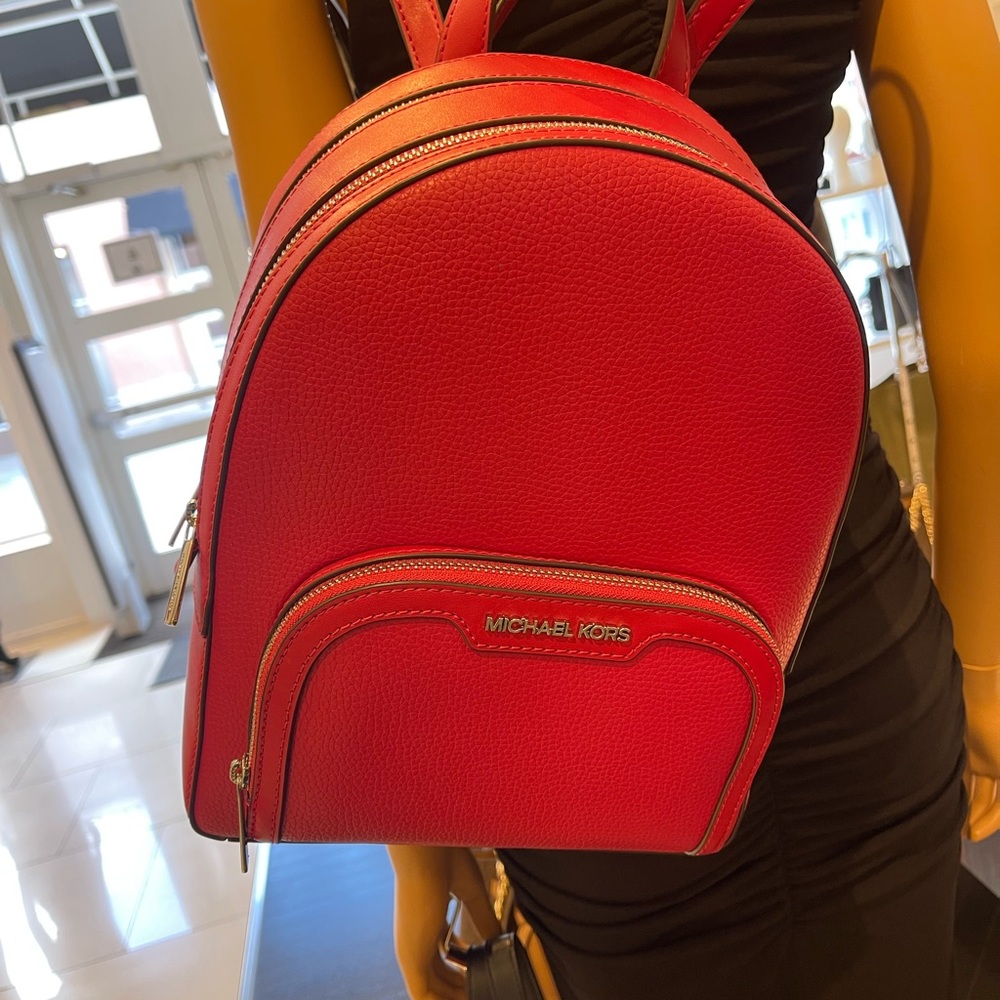 MICHAEL KORS Jaycee Md Zip Pocket Pebbled Leather Backpack
Dark Raspberry 
NWT - Picture 8 of 16